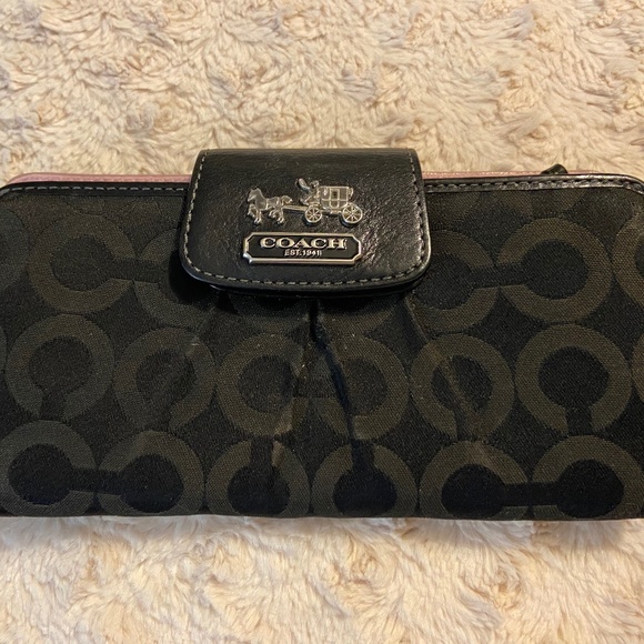 Coach Signature Handbags - Pre-Loved Black & Pink COACH Wallet